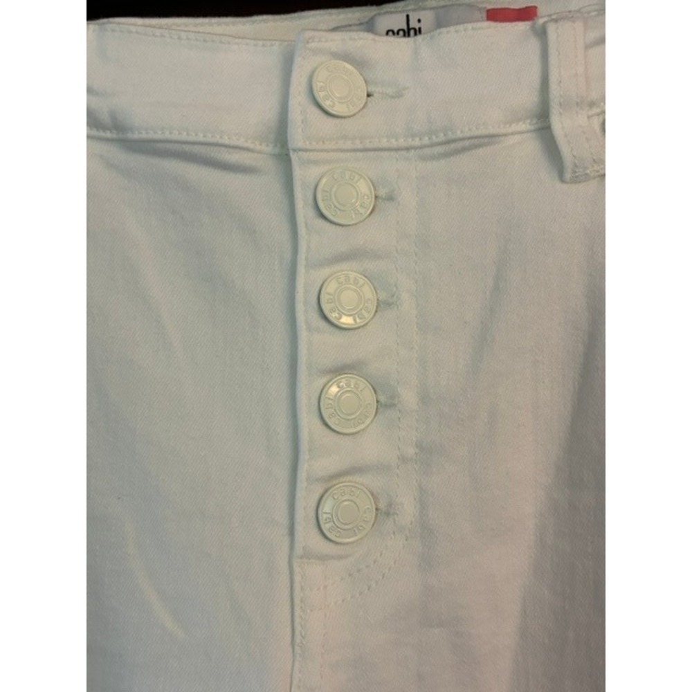 Cabi Palm Beach Crop Jeans Women 6 White Excellent High Rise Button Fly 6494 - Picture 5 of 8